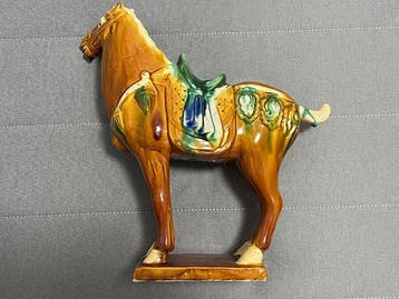 sculptuur, Cavallo in stile dinastia Tang - 29 cm - Glazuur,