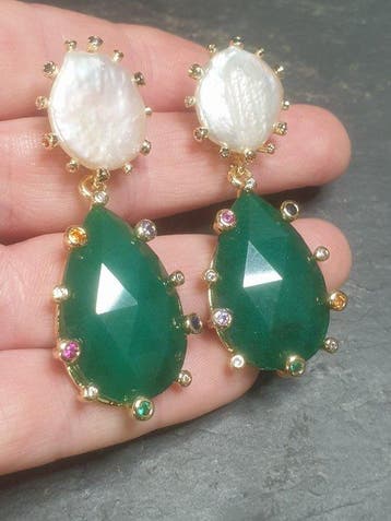 Natuurlijke grote muntparels, smaragdgroene jade, gekleurde