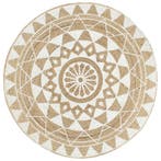 vidaXL Vloerkleed handgemaakt met witte print 120 cm jute, Verzenden