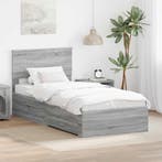 vidaXL Bedframe met hoofdeinde Grijs Sonoma 90 x 190 cm, Verzenden