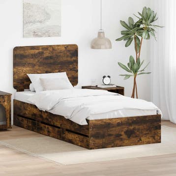 vidaXL Bedframe met lade Rook Eiken 75 x 190 cm, Verzenden