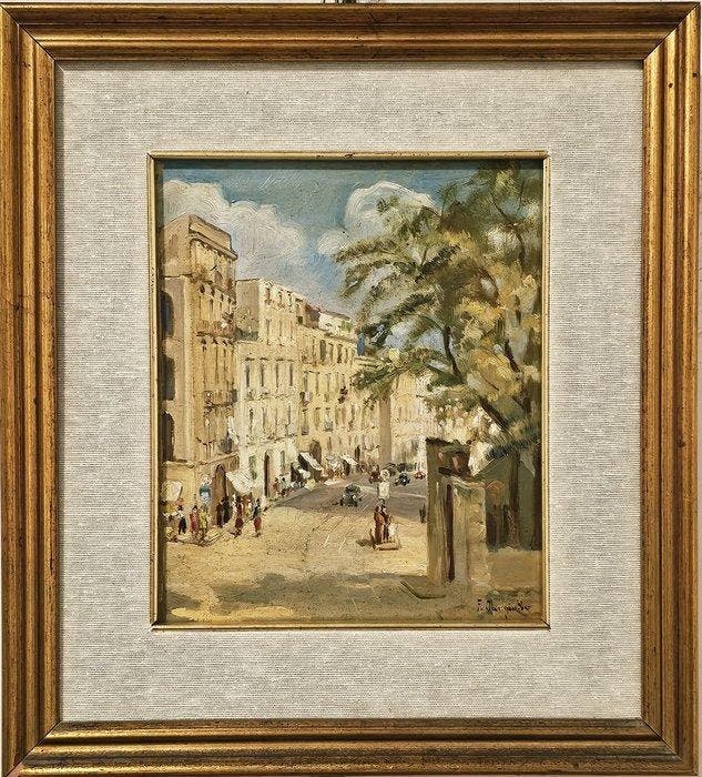 Francesco Cangiullo (1884 – 1977) - Via Salvator Rosa a, Antiquités & Art, Art | Peinture | Classique