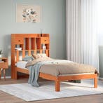 vidaXL Bed met boekenkast zonder matras grenenhout wasbruin, Verzenden, Nieuw