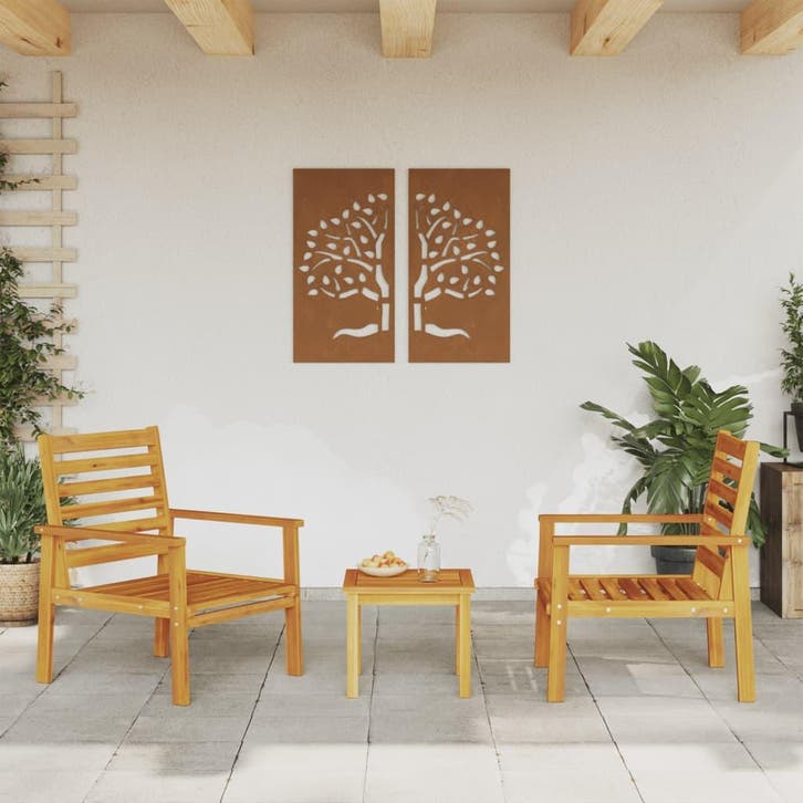vidaXL Tuinfauteuil 2 stuks 66,5 x 65 x 81 cm massief, Tuin en Terras, Tuinsets en Loungesets, Nieuw, Verzenden