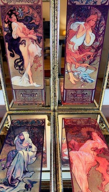 Alphonse Mucha (après) - Wandspiegel (4)- De Vier