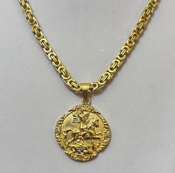 Ensemble religieux avec pendentif « Saint-Georges » et Croix