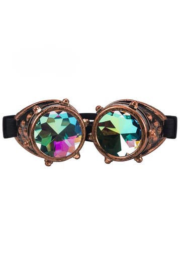 Goggles Steampunk Bril Studs Koper Montuur Caleidoscoop Glaz, Ophalen of Verzenden, Nieuw