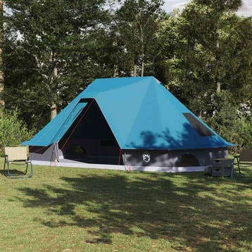 vidaXL Tipi Tent 10-persoons Blauw taft, Verzenden
