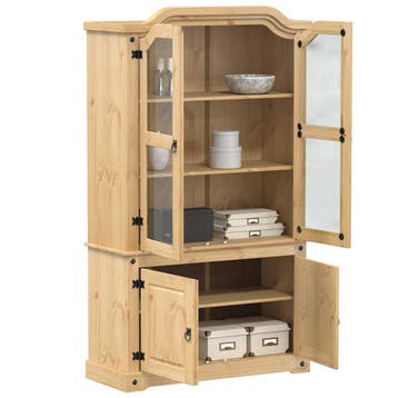 vidaXL Vitrinekast Corona 103,5x42x180 cm massief grenenhout, Verzenden, Nieuw