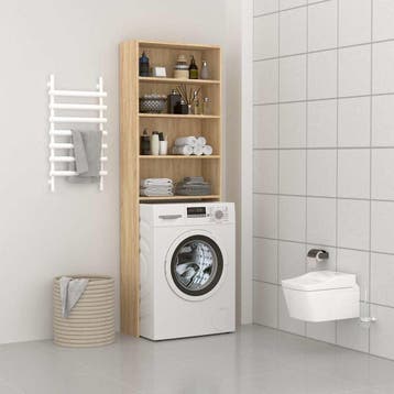 vidaXL Wasmachinekast 64x24x190 cm wit en sonoma, Verzenden
