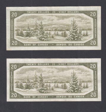 Canada. - 2 x 20 Dollars - 1954 - Devils Face (Zonder