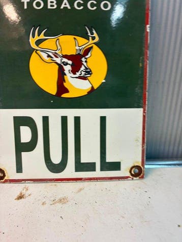 Stag Chewing Tobacco – Pull – Vintage emaille reclamebord –