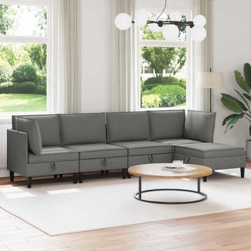 vidaXL Woonkamer Meubelset 5 st Donkergrijs Stof, Verzenden, Nieuw