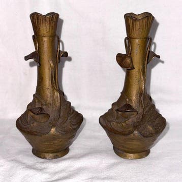 Vase (2) - Étain - Paire de vases Art nouveau