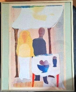 H.N. Werkman (1882-1945) - Het bruidspaar onder de balkadijn