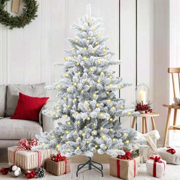 vidaXL Kunstmatige Hinged Kerstboom Wit 150 cm PVC en Staal, Verzenden, Nieuw