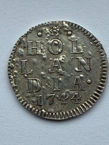 Nederland, Holland zilveren duit 1744 (Zonder minimumprijs)