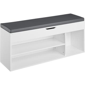 tectake Schoenenkast Natalya met zitkussen 104x30x49cm - wit, Verzenden, Nieuw