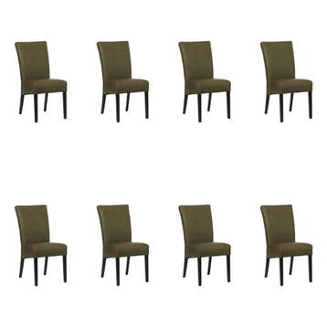Set van 8 Leren eetkamerstoelen Just - Rancho Green, Ophalen of Verzenden