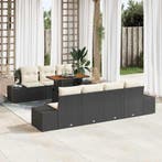 vidaXL Tuin Eettafel Set met kussen 8 pcs Zwart en Crème, Verzenden, Nieuw