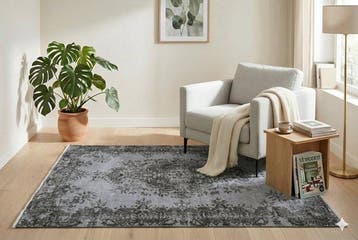 Grijs vintage - Vloerkleed - 205 cm - 115 cm - met, Nieuw