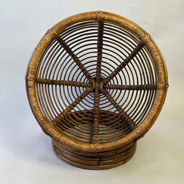 Panier - Vintage - Mid-Century - en cannage et rotin, lit ou