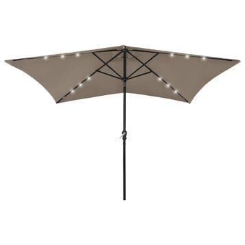 vidaXL Parasol met LEDs en stalen paal 2x3 m taupe, Verzenden