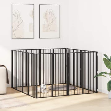 vidaXL Hondendeur 8 pcs Zwart 80 x 100 cm Gegevens staal, Verzenden, Nieuw