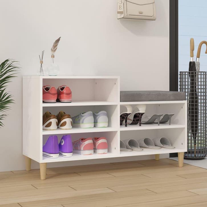 vidaXL Schoenenkast 102x36x60 cm bewerkt hout wit, Maison & Meubles, Armoires | Armoires à chaussures, Envoi