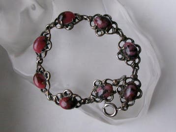 Zilver, Rhodonite - Armband - Art Deco