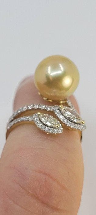 Ring - 18 karaat Geel goud, 11,4 mm ronde diep gouden South, Handtassen en Accessoires, Ringen, Nieuw