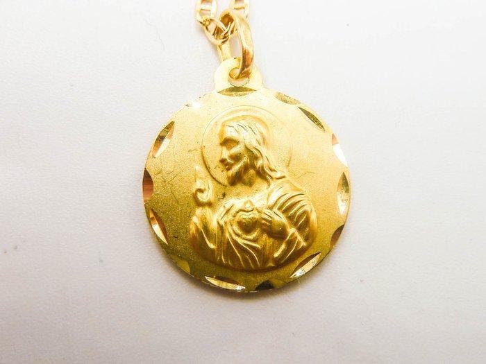 Ketting met hanger - 18 karaat Geel goud, Handtassen en Accessoires, Antieke sieraden