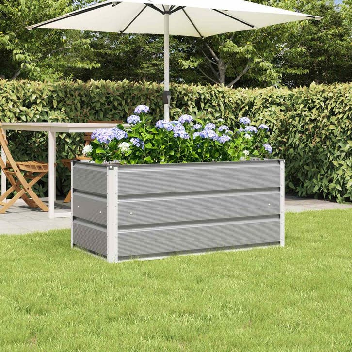 vidaXL Plantenbak Lichtgrijs 100 x 50 x 45 cm Gegevens staal, Tuin en Terras, Bloempotten, Nieuw, Verzenden