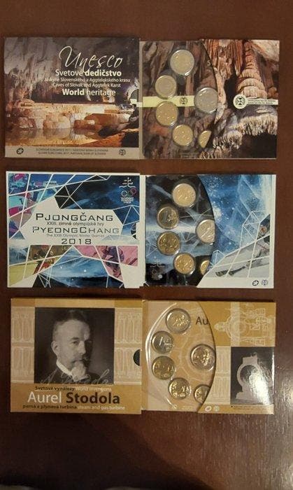 Slowakije. Year Set (BU) 2017/2019 (3 sets) (Zonder, Postzegels en Munten, Munten | Europa | Niet-Euromunten