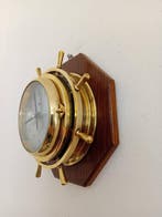 Horloge de navire - Vintage Laiton Verre bois silencieux, Antiquités & Art
