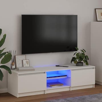 vidaXL Tv-meubel met LED-verlichting 140x40x36 cm wit, Verzenden