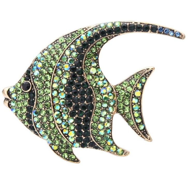 Fako Bijoux - Broche - Maanvis - 57x46mm - Groen, Handtassen en Accessoires, Broches, Verzenden