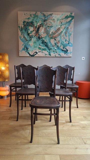 J.&J. Kohn - Josef Hoffmann - Stoel (6) - Beuken - Stoelen
