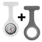 Fako - Verpleegstershorloge - Siliconen Duo - Wit Grijs, Verzenden