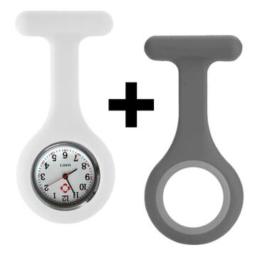 Fako - Verpleegstershorloge - Siliconen Duo - Wit Grijs, Verzenden, Nieuw