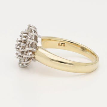 Bague - 9 carats Or jaune, Or blanc Diamant (Naturelle)