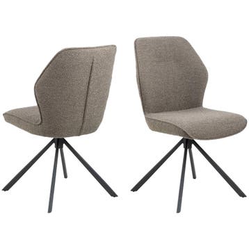 De Rebellenclub Arne Eetkamerstoel - Set Van 2 - Taupe, Huis en Inrichting, Verzenden, Nieuw, Bruin