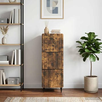 vidaXL Ladekast 33 x 34,5 x 92 cm Bewerkt hout Gerookt eiken, Verzenden, Nieuw