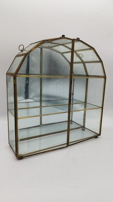 Vitrinekast - Spiegel, Messing, Glas, Antiek en Kunst, Kunst | Designobjecten