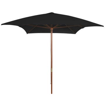 vidaXL Parasol met houten paal 200x300 cm zwart, Verzenden, Nieuw