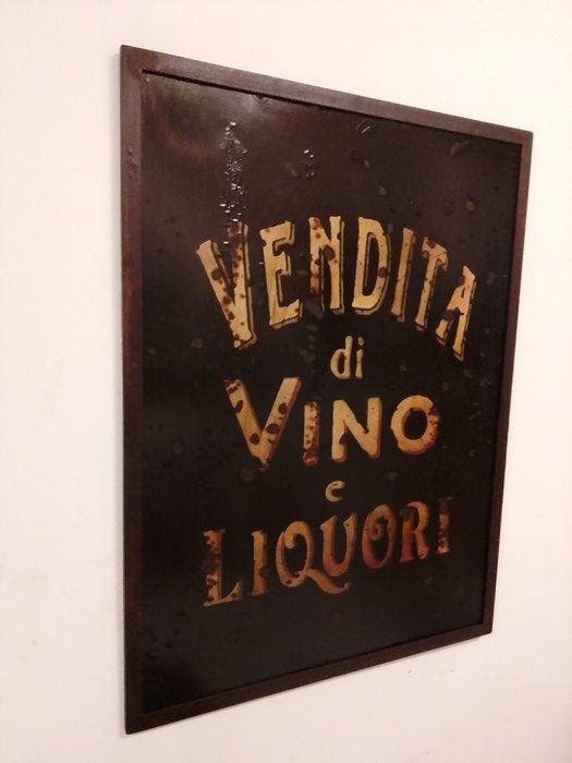 marchesini insegne Rovigo - Ijzeren uithangbord wijn en, Antiek en Kunst, Curiosa en Brocante