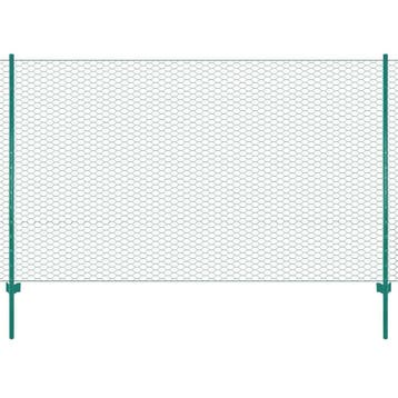 vidaXL Draadgaashek met palen 25x2 m staal groen, Verzenden