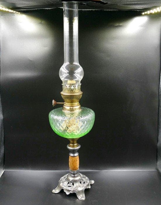 Electra - Petroleumlamp - Glas, Zinklegering - Art Nouveau, Antiek en Kunst, Antiek | Overige Antiek
