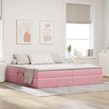 vidaXL Opbergbed met matras met matras Roze 200 x 200 cm, Verzenden, Nieuw