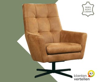 Leren draaifauteuil Central - Kenia Cognac (cognac), Maison & Meubles, Fauteuils, Ophalen of Verzenden